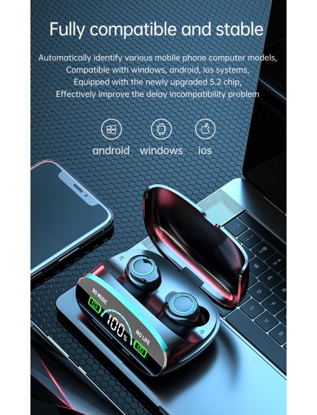 M38 TWS bluetooth Earphone Wireless Headset LED Power Display Touch Control Outdoor Sports Earbuds Headphone with Mic
