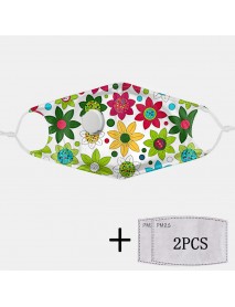 2Pcs PM2.5 Filter Floral Dust-proof Masks With Breathing Masks Non-disposable