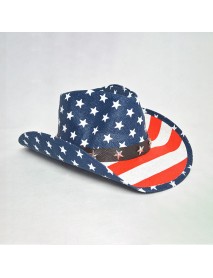 American Flag Panama Western Cowboy Hat Sailor Dance Hat Patriotic Jazz Hat