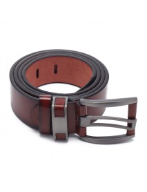 108CM Business Alloy Buckle Leather Belt Plain Adjustable Waistband for Men