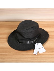 Bang good Men Women Summer Outdoor Sunshade Straw Hat Solid Color Beach Jazz Hat