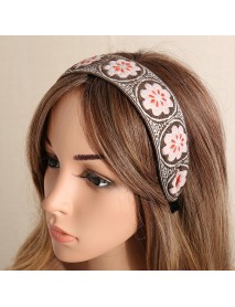 Ethnic Temperament Embroidery Flower Headband Peach Heart Fabric Embroidery Hair Band