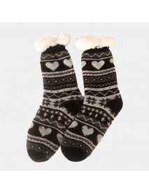 Christmas Jacquard And Velvet Anti-ski Socks Thickening Lambskin Knit Tube Socks