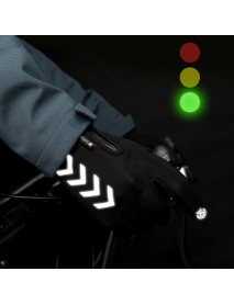 Cycling Warm Gloves Season Outdoor Waterproof Sports Anti-skid Five-finger Touch Screen Night Riding Highlight Reflective Gloves