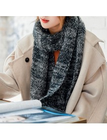 Men Woman Vintage Winter Warm Thicken Knitted Gird Scarf Gradient
