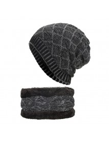 Men Women Thicken Coral Fleece Brimless Knitted Cap Scarf Set Winter Warm Beanie Hat