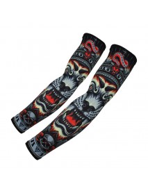 1Pair Tattoo Sunscreen Cycling Fishing Cooling Arm Sleeves Sweatproof Breathable  Sunblock Gloves