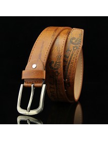 108CM Mens Leather Printting Belt Leisure Jeans Waistband With Alloy Pin Buckle