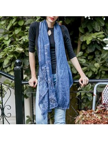 190CM Women Vintage Hollow Scarf Shawl Casual Cotton Lightweight Warm Scarves