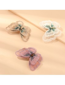 Hand Embroidery Butterfly Hairpin Duckbill Clip Korean Version Bangs Clip