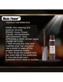 Music Flower Makeup Ultra Fine Tinted Eyebrow Dyed Cream Smudge-proof 3D Eye Brown Tattoo Gel with Brush Tool Long Lasting