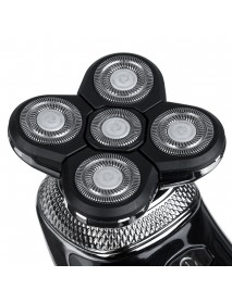 5 IN 1 Dry Wet Dual Use Electric Rotary Shaver Men Bald Beard Razor with 5 Floating Cutter Head