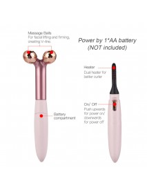 2 in 1 Electric Face Massage Roller Heated Eyelashes Curler Multifunction