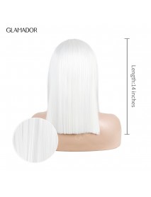 14inch white straight hair lace high temperature fiber synthetic wig