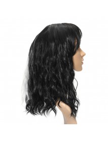 14'' Women Cosplay Black White Synthetic Curly Hair Wig Shoulder Length