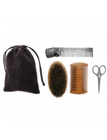 6Pcs/Set Beard Grooming & Trimming Kit Brush Comb Scissors Styling Mustache Care
