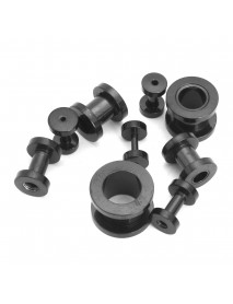 36Pcs 14G-00G Ear Plugs Stretching Expande Screw 316L Stainless Steel Black Set