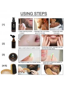 5Pcs Men's Beard Care Set Style Beard Comb Brush Oil Beard Washing Set