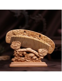 Carved Wooden Comb Natural Peach Wood Anti-Static Massage Comb Retro Chinese Style Combs