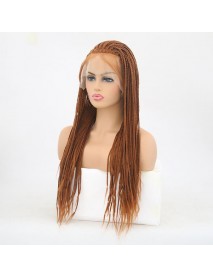 African Three-stranded Front Lace Chemical Fiber Wig - Dark Brown