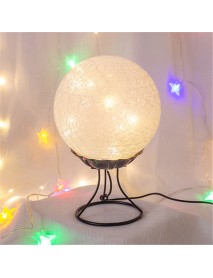 LED Linen Rattan Ball Desk Lamp USB Creative Romantic Night Light with Switch Button