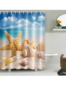 150cmx180cm Digital Printing Beach Starfish Waterproof Polyester Shower Curtain