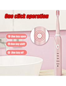 5 Modes Electric Toothbrush Mute Soft Sonic USB Rechargeable Waterproof Tooth Cleaner With 4 Brushes