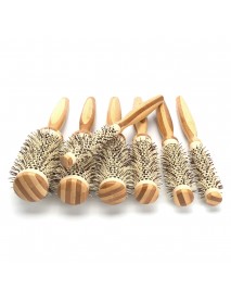 7 Pro Round Brush Curly Hair Roller Brush Natural Wood Hairbrush Comb Salon Tools