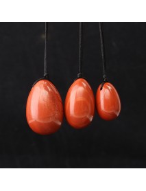 3Pcs Drilled Natural Smokey Quartz Crystal Yoni Egg With Storage Pouch Cords Manual Massager