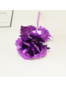 24K Gold Foil Rose Valentine's Day Gift Romantic Blue Purple Golden Delicate Hair Dressing Roses Flower