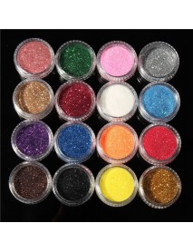 16 Colors Eye Shadow Pigment Glitter Powder Spangle Set Nail Art Decoration DIY Bling Party Shimmer Makeup