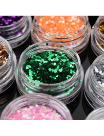 12 colors Hexagon Glitter powder1mm Set for 3D nail Art