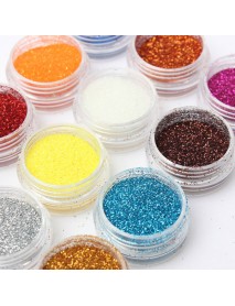 12 Colors Acrylic Nail Art Tips Glitter Powder Dust