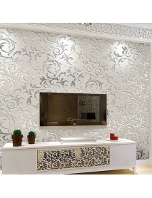 3D Silver Victorian Wall Sticker Damask Embossed Rolls Wallpaper Feature Living Room Background Decor