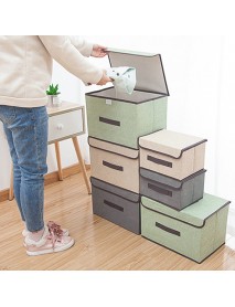 2Pcs Dust-proof Multipurpose Storage Box Clothing and Sundries Organizer Foldable Cloth Baskets with Cover