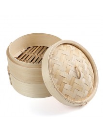 2 Tier Bamboo Steamer Dim Sum Basket Rice Pasta Kitchen Food Steaming Tools