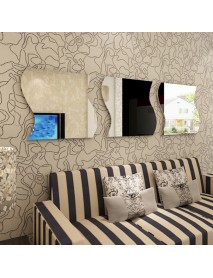 Honana DX-Y1 6Pcs Cute Silver DIY Waves Mirror Wall Stickers Home Wall Bedroom Office Decor