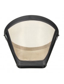 Permanent Reusable #4 Cone Shape Coffee Filter Mesh Basket Gold Tone Coffee Accessories