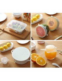 6 PCS Silicone Kitchen Storage Container Lid Multi Function Stretchable Food Keeping Case Cover