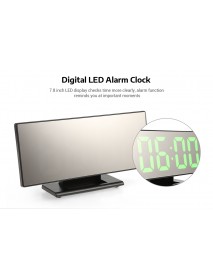 Loskii Digital Alarm Clock Mutifunction LED USB Charging Mirror Alarm Home Decor Desk Clock