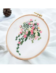 3D Bouquet Flower Printed 3D DIY Embroidery Clothing Fabric Sticker Kits Art Sewing Knitting Package Handmade Beginner DIY