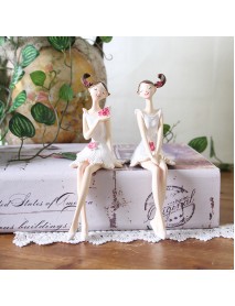 2pcs/set Beautiful Girl & Angel Creative Resin Doll Ornaments Fairy Statue Wedding Home Decorations
