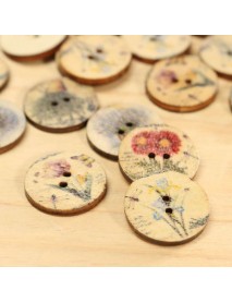 100pcs Mixed Color Wooden Flower Sewing Buttons DIY Craft Bag Hat Clothes Decoration Sewing Button