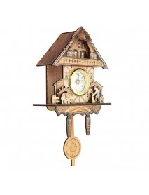 4 Type Vintage Cuckoo Wooden Battery Wall Hanging Silent Swing Clock Child Home