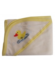 Hooded Towel with Yellow Binding and Screen Prints