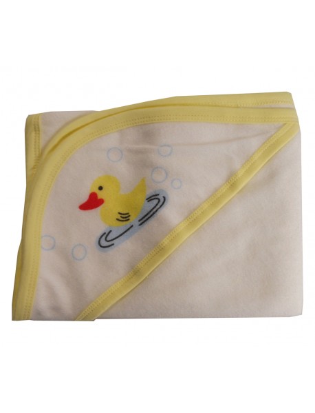 Hooded Towel with Yellow Binding and Screen Prints