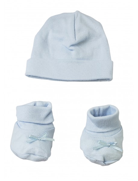 Preemie Baby Cap & Bootie Set - Blue