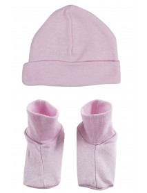 Baby Cap & Bootie Set - Pink