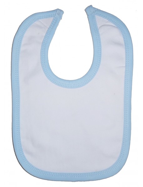 White Interlock Bib Blue Binding