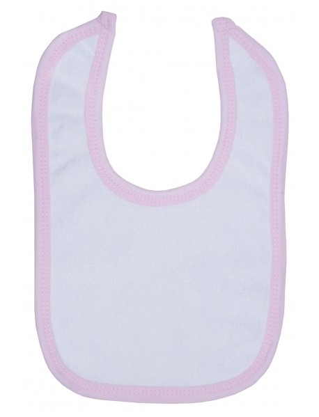 White Terry Bib with Pink Trim